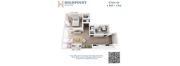 A floor plan for a Highpoint Buena Park unit or bed/ba