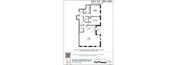 A black and white image of a 2nd floor plan for a unit at Highpoint Wicker Park.