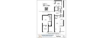the floor plans for unit 1 and unit 2 of the high point apartments