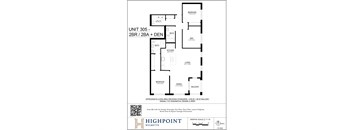 a floor plan of a unit with a bedroom and a living room