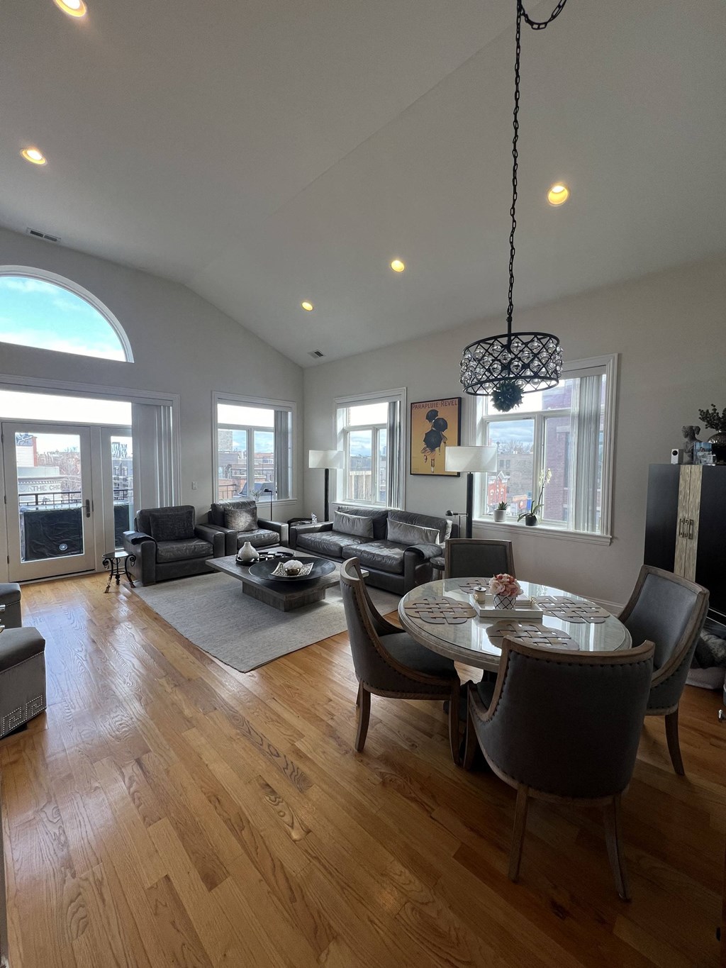 a view of the living room and dining room from the kitchen