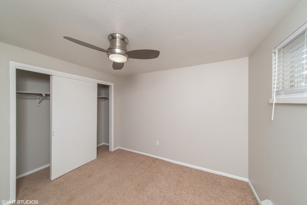 Bedroom with large closets