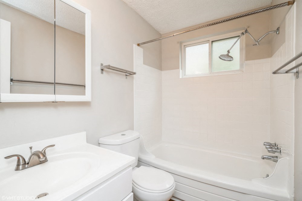 Bright white renovated bathroom