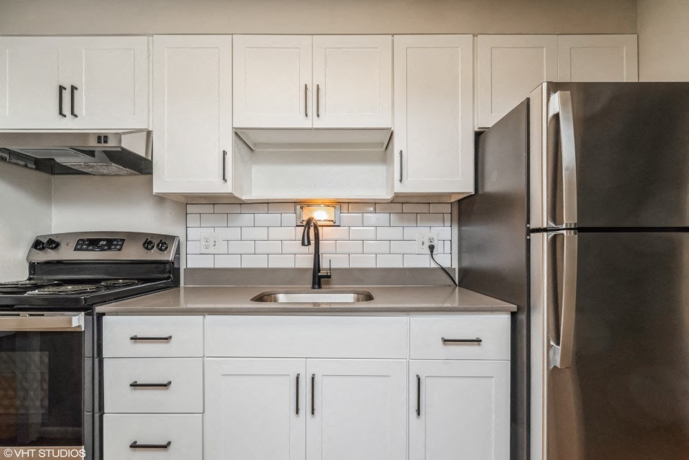 Renovated kitchen with stainless steel appliances