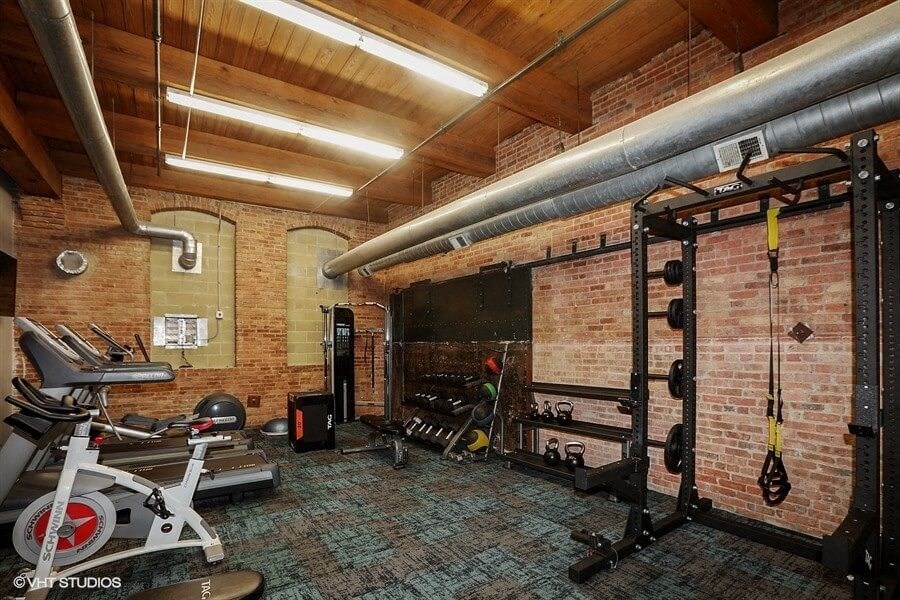 Updated gym with diverse equipmentat Carriage House Lofts, Chicago, 60605