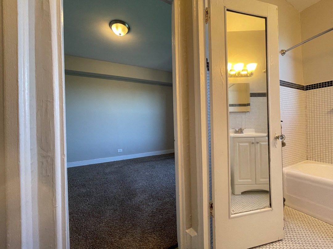 Mirrored-Bathroom Door at 1033 W Loyola, Illinois