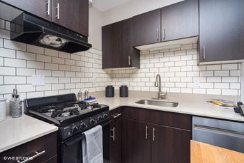 Gorgeous backsplash at Archer Tower in Denver, CO