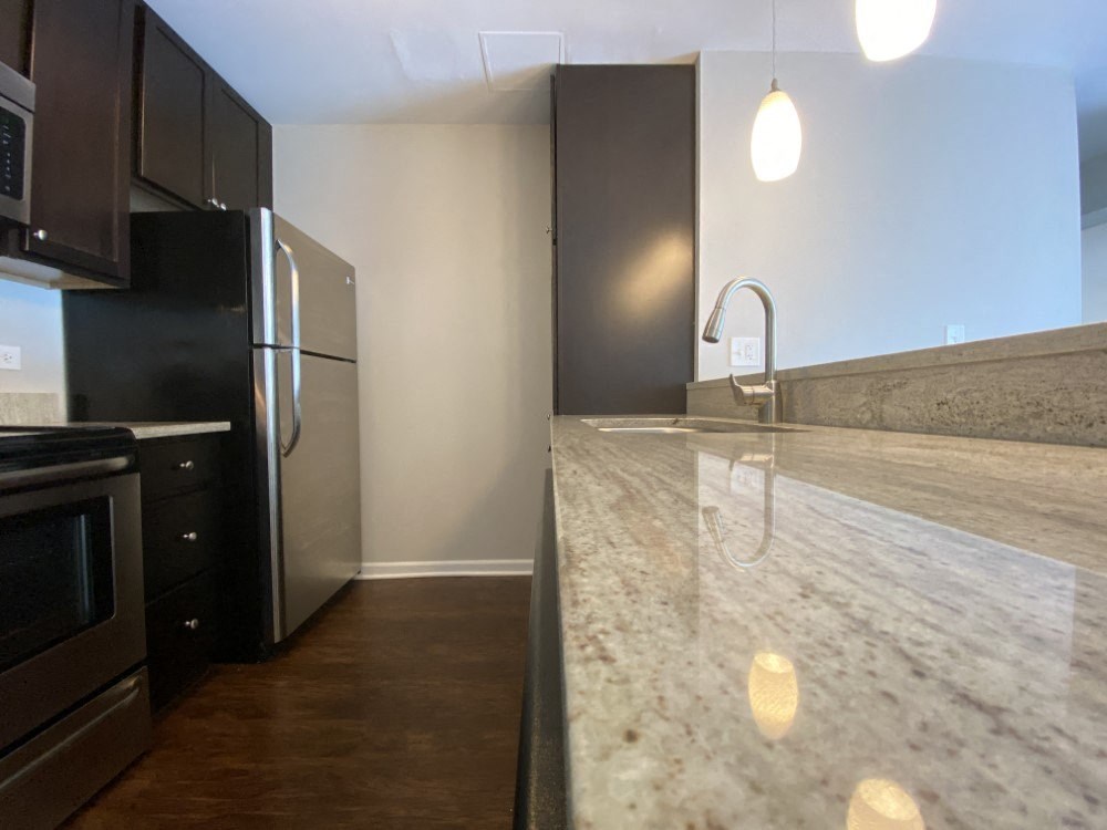 Granite countertops in kitchen