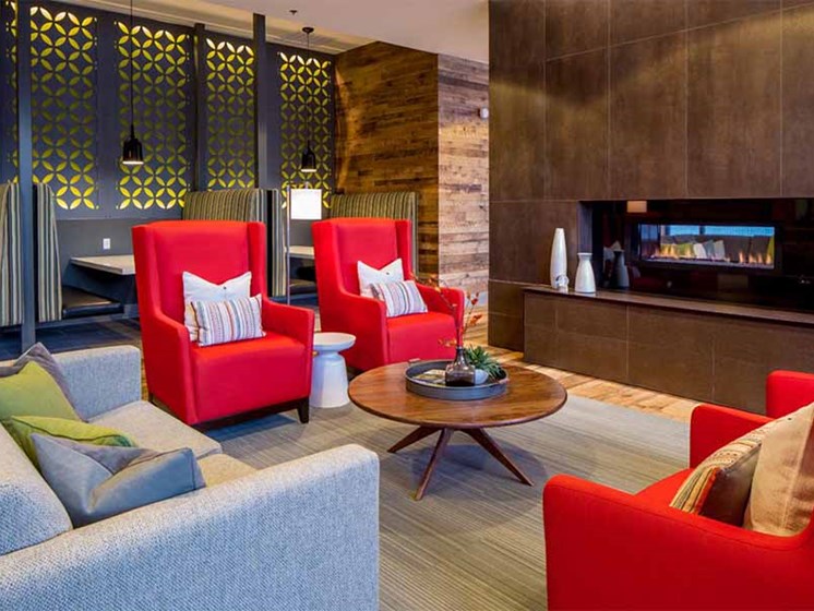 Fireplace in the community lounge
