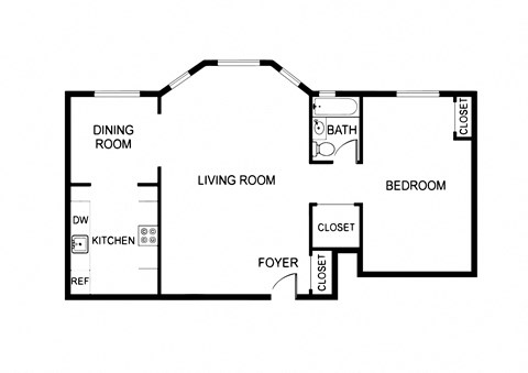 One Bedroom Floorplan at 1033 W Loyola, Illinois