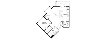 a floor plan of a house with a bedroom and a living room