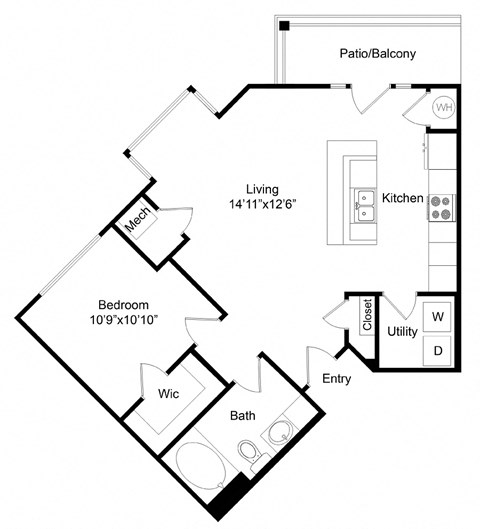 a floor plan of a house with a bedroom and a living room