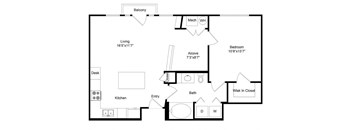 a floor plan of a house with a bedroom and a living room