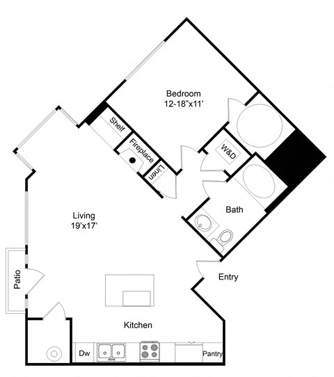 A black and white image of a house floor plan.