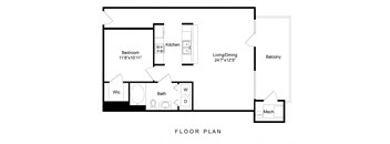 a floor plan of a small house with a bedroom and a living room