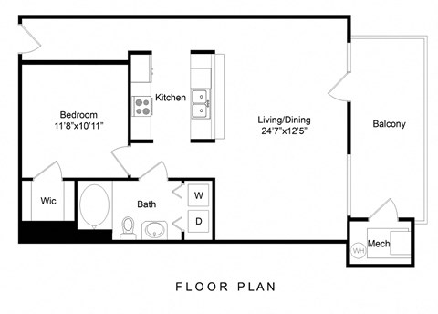 a floor plan of a small house with a bedroom and a living room