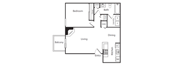 a floor plan of a house with a bedroom and a living room