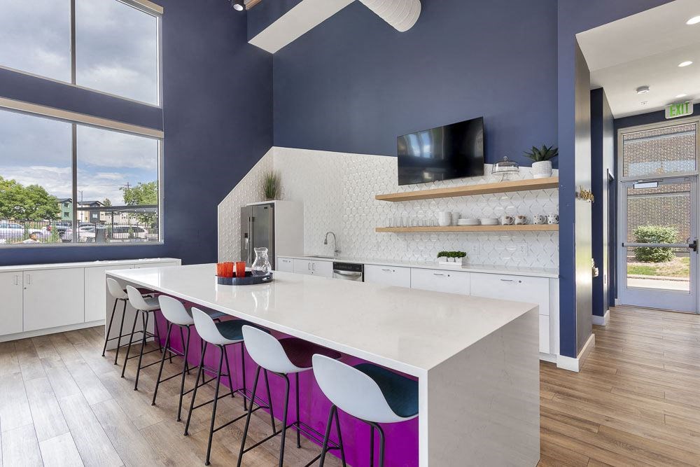 Bar seating in the kitchen space