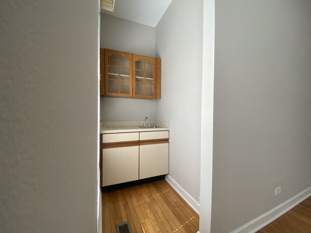 Extra storage space and and sink, perfect for a coffee bar