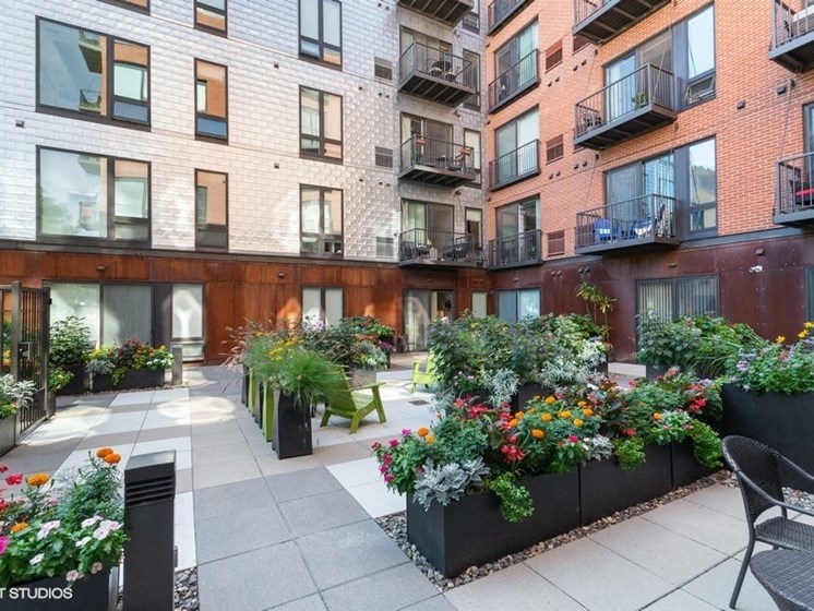 Colorful Landscaping in an Enclosed Courtyard