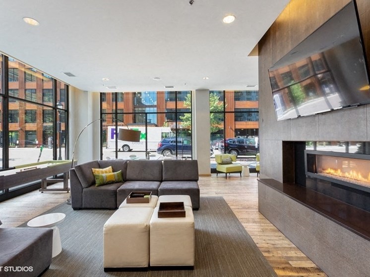 Flat Screen Television, Fire Place, and Comfortable Seating Area