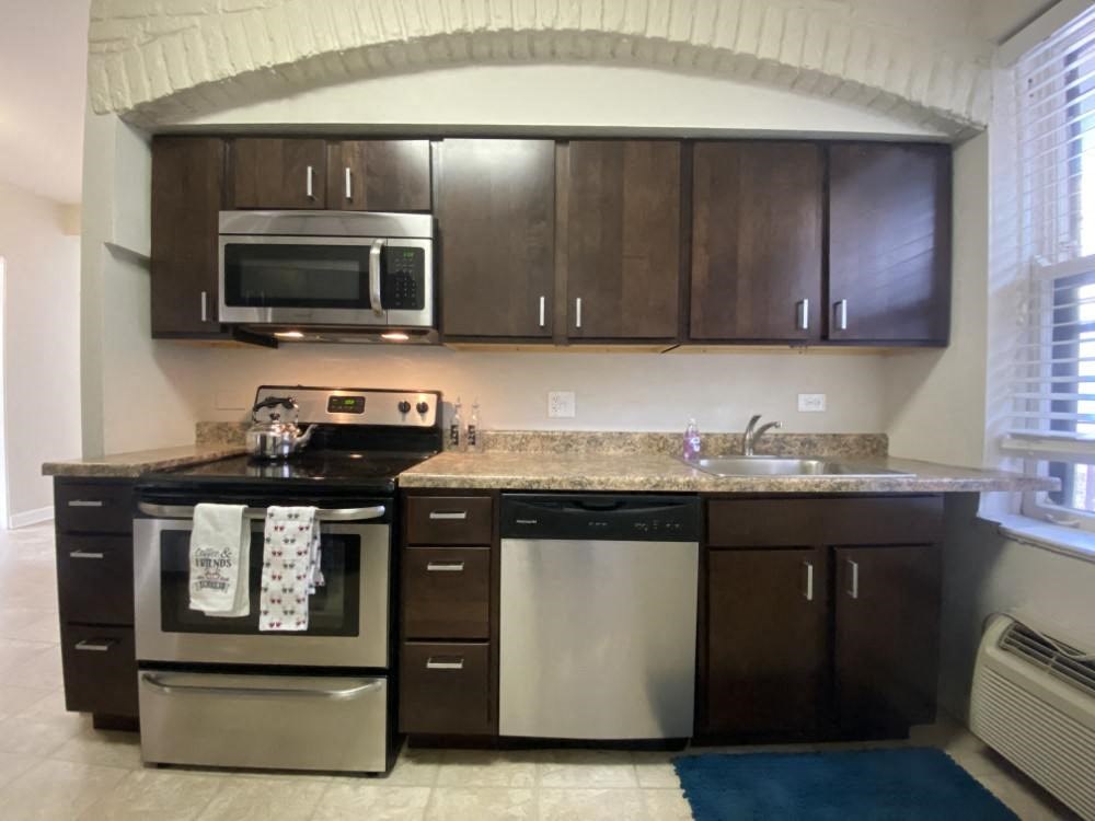 Stainless steel appliances with a built in microwave - 2 Bedroom A