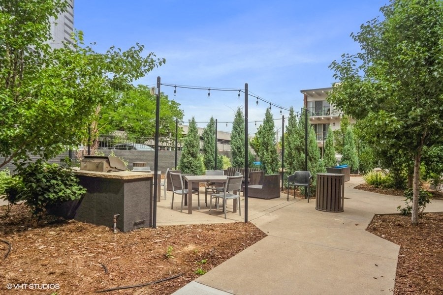 Plenty of seating on the community patio to enjoy the Denver sunshine
