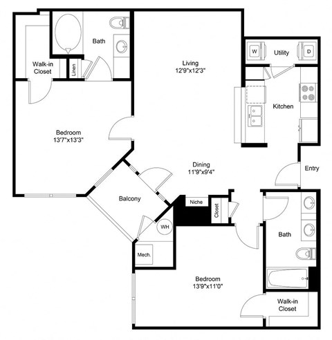 a floor plan of a house with a bedroom and a living room