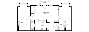 a floor plan of a house with a bedroom and a living room