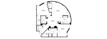 a floor plan of a circular layout with a large circle in the middle of it