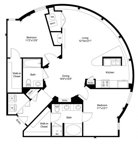 a floor plan of a circular layout with a large circle in the middle of it