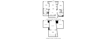 floor plan of the upper level and lower level floor plans of two story house plans