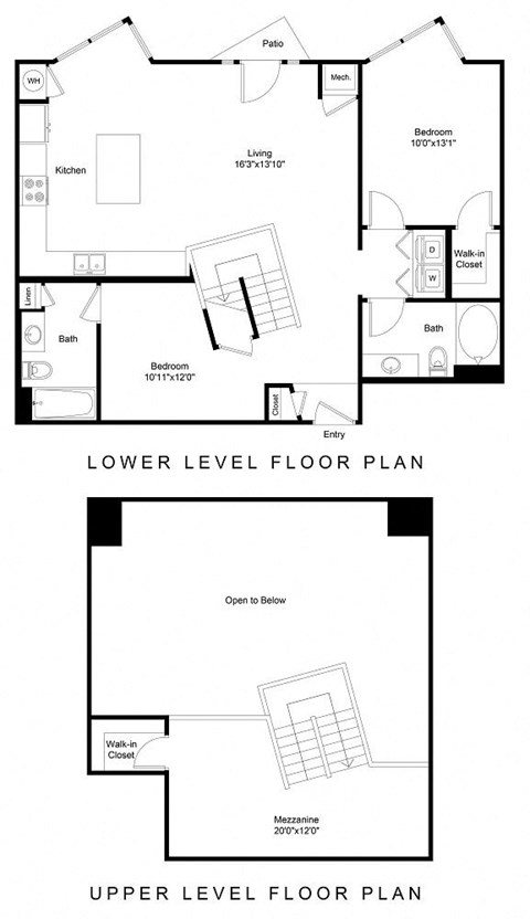 floor plan of the upper and lower floors of a house
