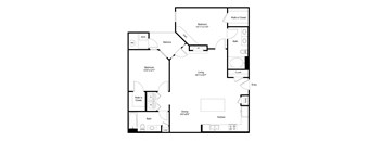 this is a drawing of a 1 bedroom floor plan with an open