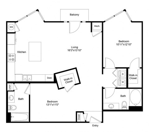 a floor plan of a house with a bedroom and a living room