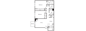 a floor plan of a house with a bedroom and a living room