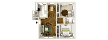 a floor plan with a bedroom and a living room