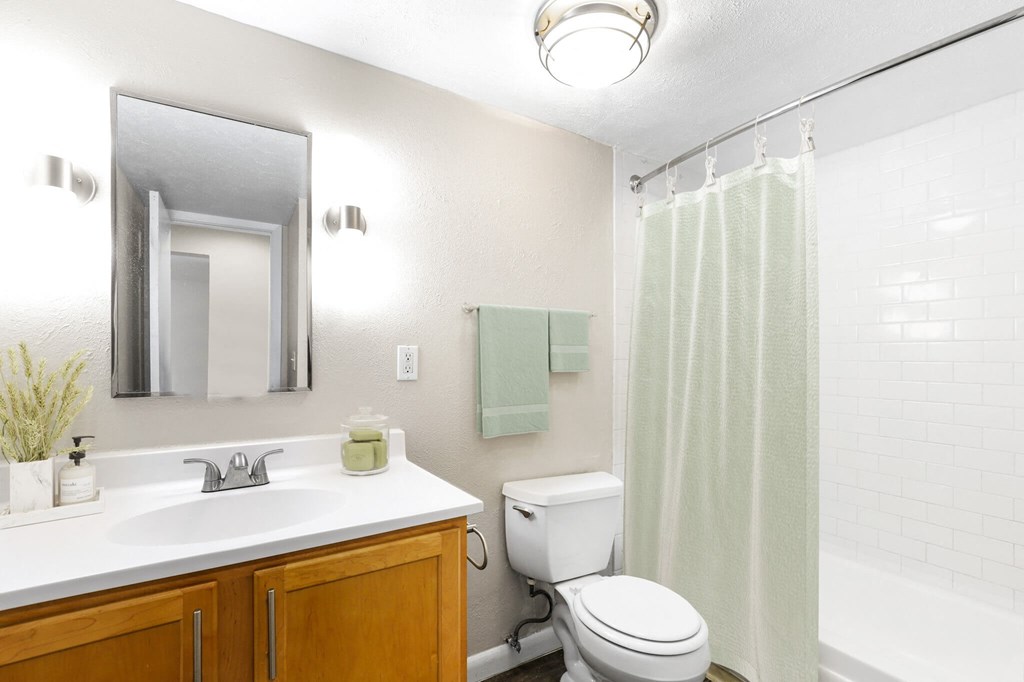 a bathroom with a shower and a sink and a toilet