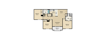 3 Bed, 2 Bath Floorplan