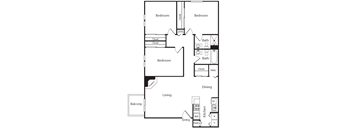 a floor plan of a house with a bedroom and a living room