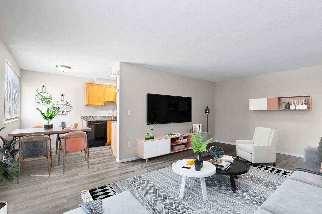 a living room with a couch and a table