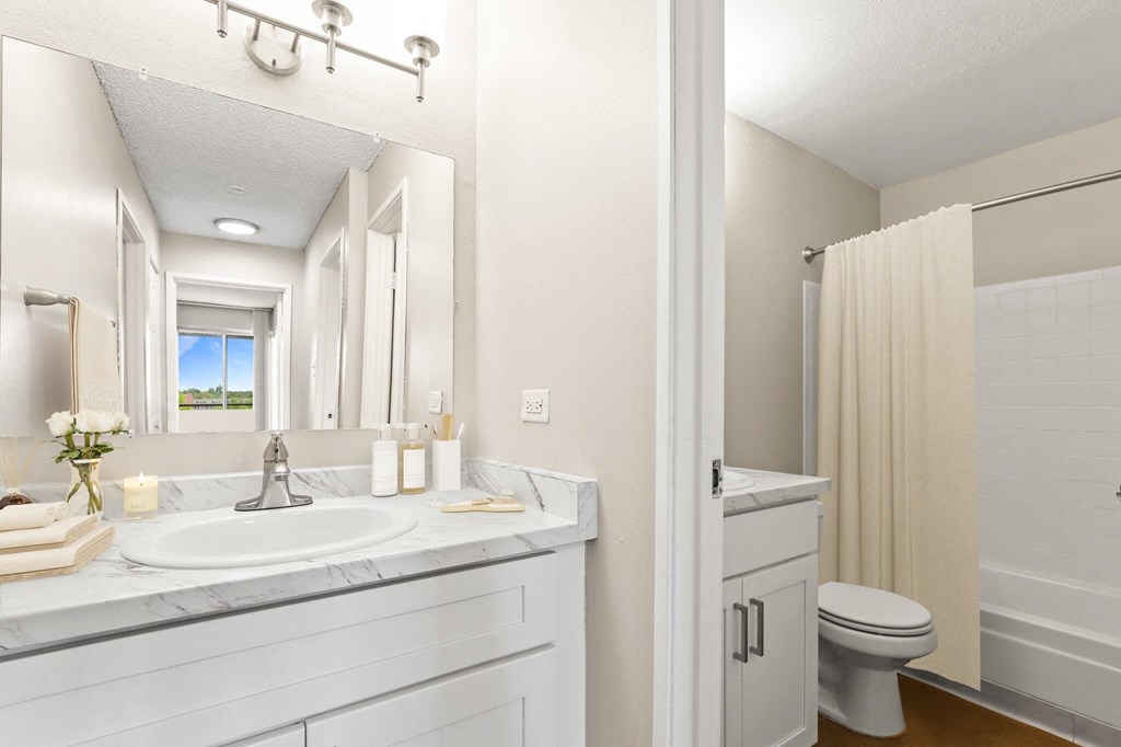 A bathroom with a white sink and a toilet  at 4805 E Kentucky in Denver, CO
