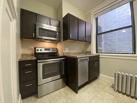 Kitchen with stainless steel appliances