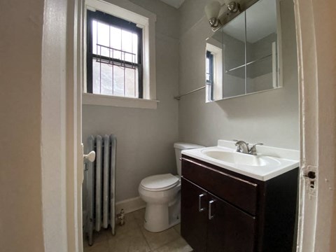 Bathroom with vanity storage