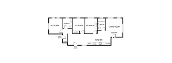 A black and white image of a floor plan for a house.
