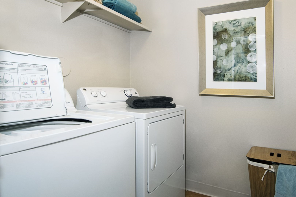Washer and dryer in a laundry room  at Avery Park in Englewood, CO