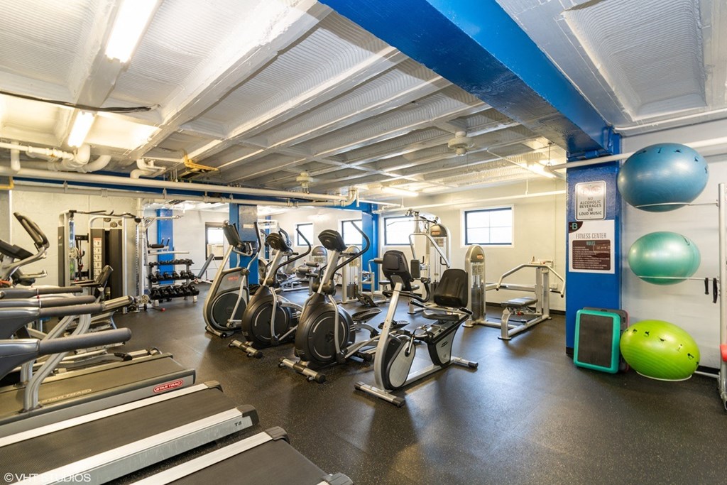 Fitness center at Bridgeyard Apartments in Alexandria, VA