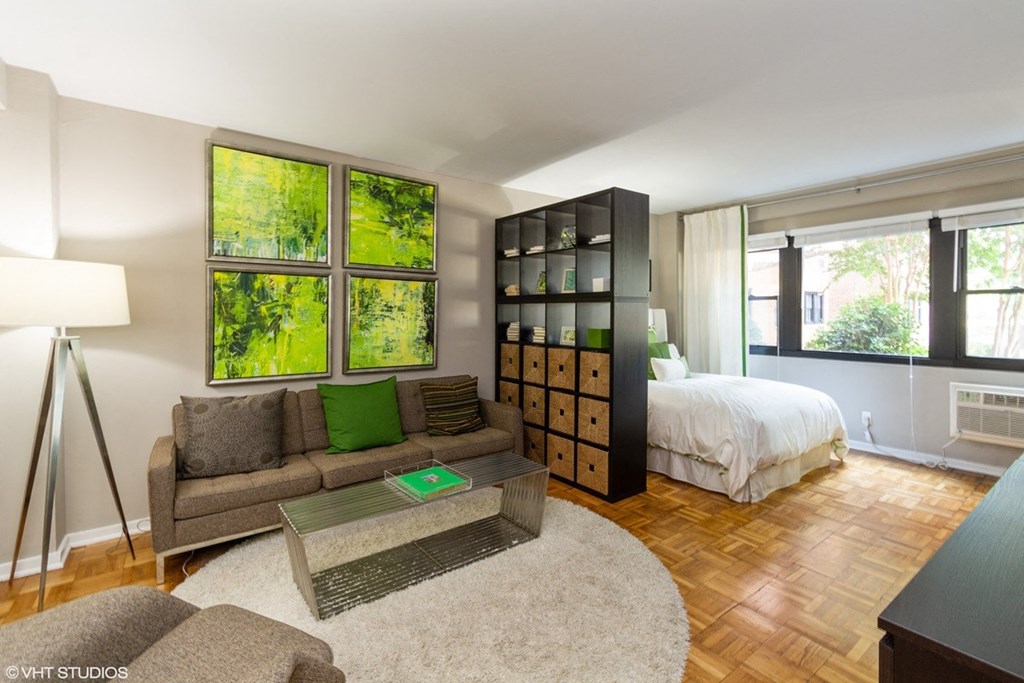 Studio model living area at Bridgeyard in Alexandria, VA
