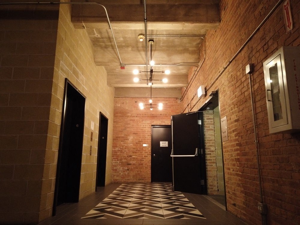 Elevator hallway at Carriage House Lofts, Chicago