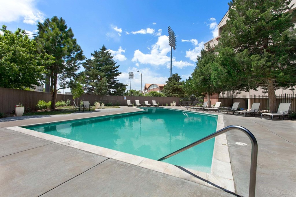 the swimming pool at the apartments for rent
